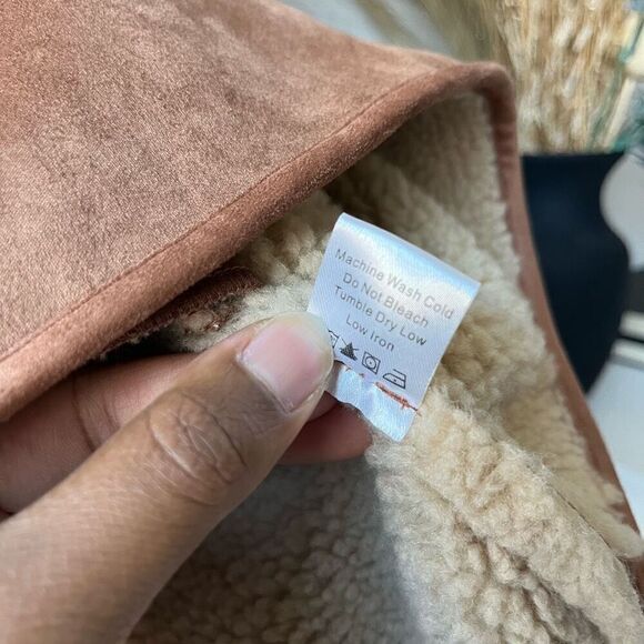 NEW Tuckernuck Jacket Shearling Fleece Quarter Zip Coat Brown Tan Size XS - Picture 7 of 7